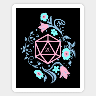 Glowing Pastel D20 Dice Magical Plants Magnet